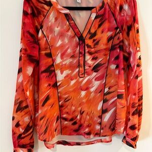 Calvin Klein Fiery Red and Orange Blouse
